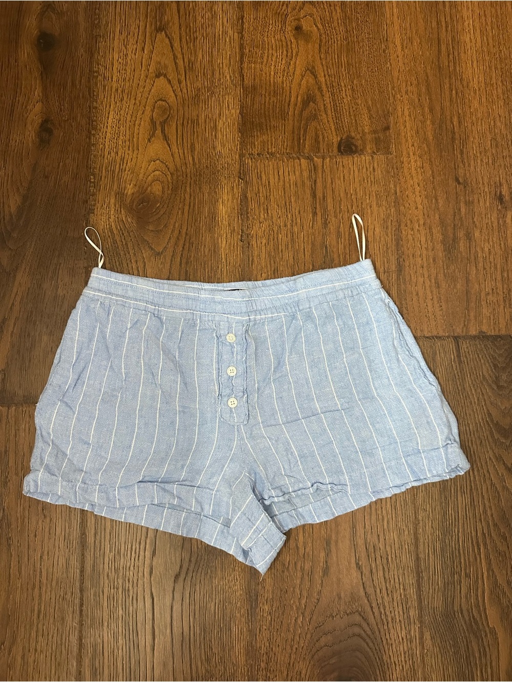 Zara Light Blue & White Striped High-Waist Women’s Shorts